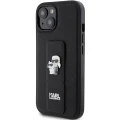Etui Karl Lagerfeld Gripstand Saffiano Karl&Choupette Pins na iPhone 15 - czarne