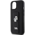 Etui Karl Lagerfeld Gripstand Saffiano Karl&Choupette Pins na iPhone 15 - czarne