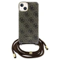 Etui Guess Crossbody Cord 4G Print na iPhone 15 / 14 / 13 - brązowe