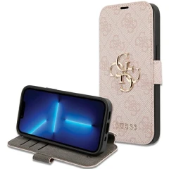 Etui Guess 4G Metal Logo na iPhone 15 / 14 / 13 - różowe