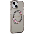 Etui Guess IML Flowers Wreath MagSafe na iPhone 15 / 14 / 13 - czarne