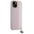Etui Karl Lagerfeld Saffiano Rhinestones & Charm na iPhone 15 / 14 / 13 - różowe