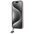 Etui Karl Lagerfeld Saffiano Rhinestones & Charm na iPhone 15 / 14 / 13 - różowe