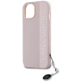 Etui Karl Lagerfeld Saffiano Rhinestones & Charm na iPhone 15 / 14 / 13 - różowe