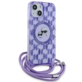 Etui Karl Lagerfeld IML Crossbody Monogram Karl & Choupette Head MagSafe na iPhone 15 / 14 / 13 - fioletowe