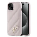 Etui Karl Lagerfeld Diagonal Quilted Script na iPhone 15 / 14 / 13 - różowe