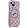 Etui Karl Lagerfeld IML Monogram Karl & Choupette Head MagSafe na iPhone 15 - różowe
