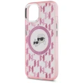 Etui Karl Lagerfeld IML Monogram Karl & Choupette Head MagSafe na iPhone 15 - różowe