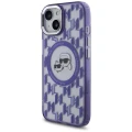 Etui Karl Lagerfeld IML Monogram Karl & Choupette Head MagSafe na iPhone 15 - fioletowe