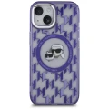 Etui Karl Lagerfeld IML Monogram Karl & Choupette Head MagSafe na iPhone 15 - fioletowe