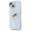 Etui Karl Lagerfeld IML Metal Karl&Choupette Head MagSafe na iPhone 15 - białe