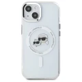 Etui Karl Lagerfeld IML Metal Karl&Choupette Head MagSafe na iPhone 15 - białe