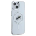 Etui Karl Lagerfeld IML Metal Karl&Choupette Head MagSafe na iPhone 15 - białe