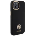 Etui Guess Silicone Logo Strass 4G do iPhone 15 - czarne
