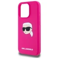 Etui Karl Lagerfeld Silicone Karl Head Print MagSafe na iPhone 15  Pro 6.1" - fuksja
