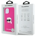 Etui Karl Lagerfeld Silicone Karl Head Print MagSafe na iPhone 15  6.1" - fuksja