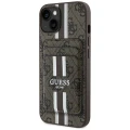 Etui Guess 4G Stripes z portfelem Magsafe do iPhone 15 brązowy