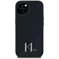 Etui Karl Lagerfeld Silicone Shadow Metal Initial MagSafe do iPhone 15 czarny