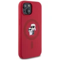 Etui Karl Lagerfeld Silicone Karl&Choupette Heads Ring MagSafe na iPhone 15 - czerwone