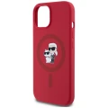 Etui Karl Lagerfeld Silicone Karl&Choupette Heads Ring MagSafe na iPhone 15 - czerwone