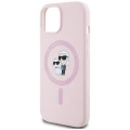 Etui Karl Lagerfeld Silicone Karl&Choupette MagSafe na iPhone 15 - różowe