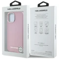 Etui Karl Lagerfeld FW Metal Plate MagSafe na iPhone 15 - różowe