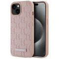 Etui Karl Lagerfeld Leather Monogram Metal Logo MagSafe na iPhone 15 - różowe