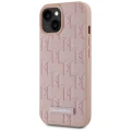 Etui Karl Lagerfeld Leather Monogram Metal Logo MagSafe na iPhone 15 - różowe