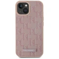 Etui Karl Lagerfeld Leather Monogram Metal Logo MagSafe na iPhone 15 - różowe