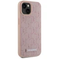 Etui Karl Lagerfeld Leather Monogram Metal Logo MagSafe na iPhone 15 - różowe