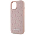 Etui Karl Lagerfeld Leather Monogram Metal Logo MagSafe na iPhone 15 - różowe