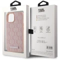 Etui Karl Lagerfeld Leather Monogram Metal Logo MagSafe na iPhone 15 - różowe