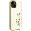 Etui Karl Lagerfeld Wrinkled Metal Signature na iPhone 15 - złote