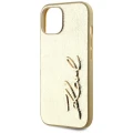 Etui Karl Lagerfeld Wrinkled Metal Signature na iPhone 15 - złote
