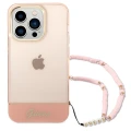 Etui Guess Translucent Pearl Strap na iPhone 14 Pro Max - różowe