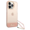 Etui Guess Translucent Pearl Strap na iPhone 14 Pro Max - różowe