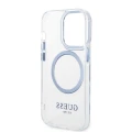 Etui Guess Metal Outline Magsafe na iPhone 14 Pro Max - niebieskie
