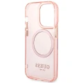 Etui Guess Gold Outline Translucent MagSafe na iPhone 14 Pro Max - różowe