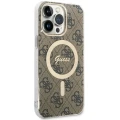 Etui Guess 4G MagSafe na iPhone 14 Pro Max - brązowe