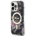 Etui Guess Flower MagSafe na iPhone 14 Pro Max - czarne