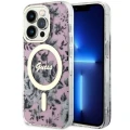 Etui Guess Flower MagSafe na iPhone 14 Pro Max - różowe