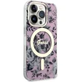 Etui Guess Flower MagSafe na iPhone 14 Pro Max - różowe