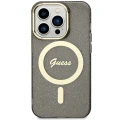 Etui Guess Glitter Gold MagSafe na iPhone 14 Pro Max - czarne