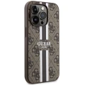 Etui Guess 4G Printed Stripes MagSafe na iPhone 14 Pro Max - brązowe