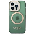 Etui Guess Gold Outline Translucent MagSafe na iPhone 14 Pro Max - zielone