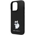 Etui Karl Lagerfeld Silicone Choupette Metal Pin na iPhone 14 Pro Max - czarne