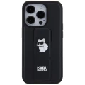 Etui Karl Lagerfeld Gripstand Saffiano Choupette Pins na iPhone 14 Pro Max - czarne