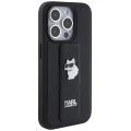 Etui Karl Lagerfeld Gripstand Saffiano Choupette Pins na iPhone 14 Pro Max - czarne