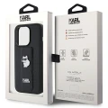 Etui Karl Lagerfeld Gripstand Saffiano Choupette Pins na iPhone 14 Pro Max - czarne