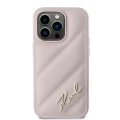 Etui Karl Lagerfeld Diagonal Quilted Script na iPhone 14 Pro Max - różowe